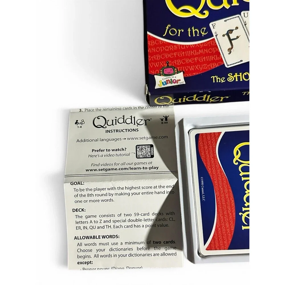 Quiddler for the FUN of Words Card Game , The Short Word Game, with instructions